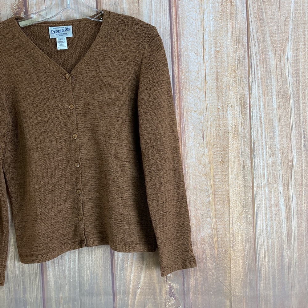 Pendleton Light Brown Buttoned Cardigan Size Peti… - image 2